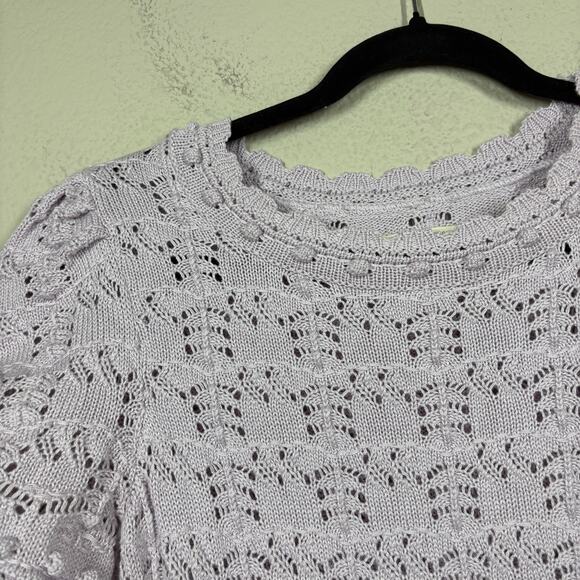 By Anthropologie Size Small Crochet Top Blouse Purple Lavendar Cotton - Picture 5 of 9